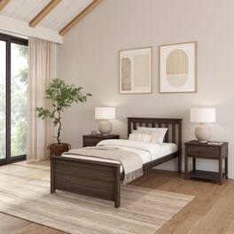 Plank+Beam - Classic Twin-Size Platform Bed, Walnut - Walnut