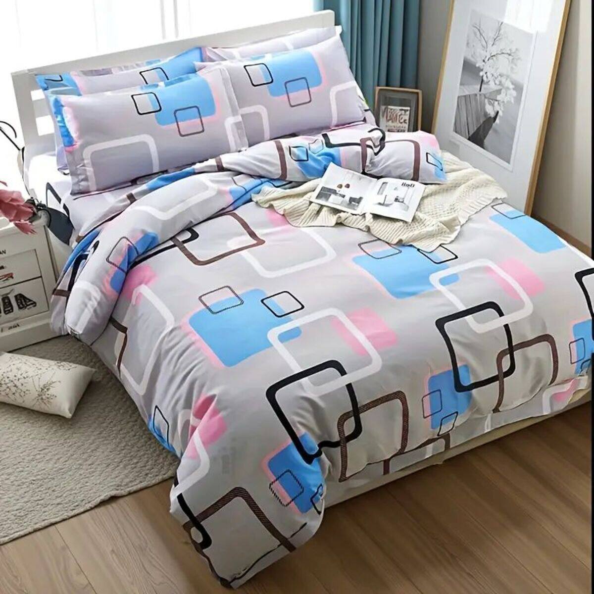 Angle. Shatex - Gray geometric pattern twin 2 pieces comforter set, minimalist modern bedding - gray.