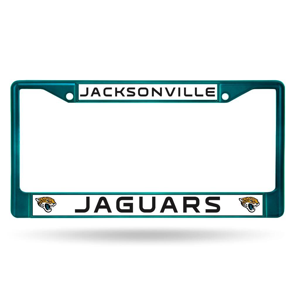 Jacksonville Football Jaguars Licensed Aqua Painted Chrome Metal License Plate Frame