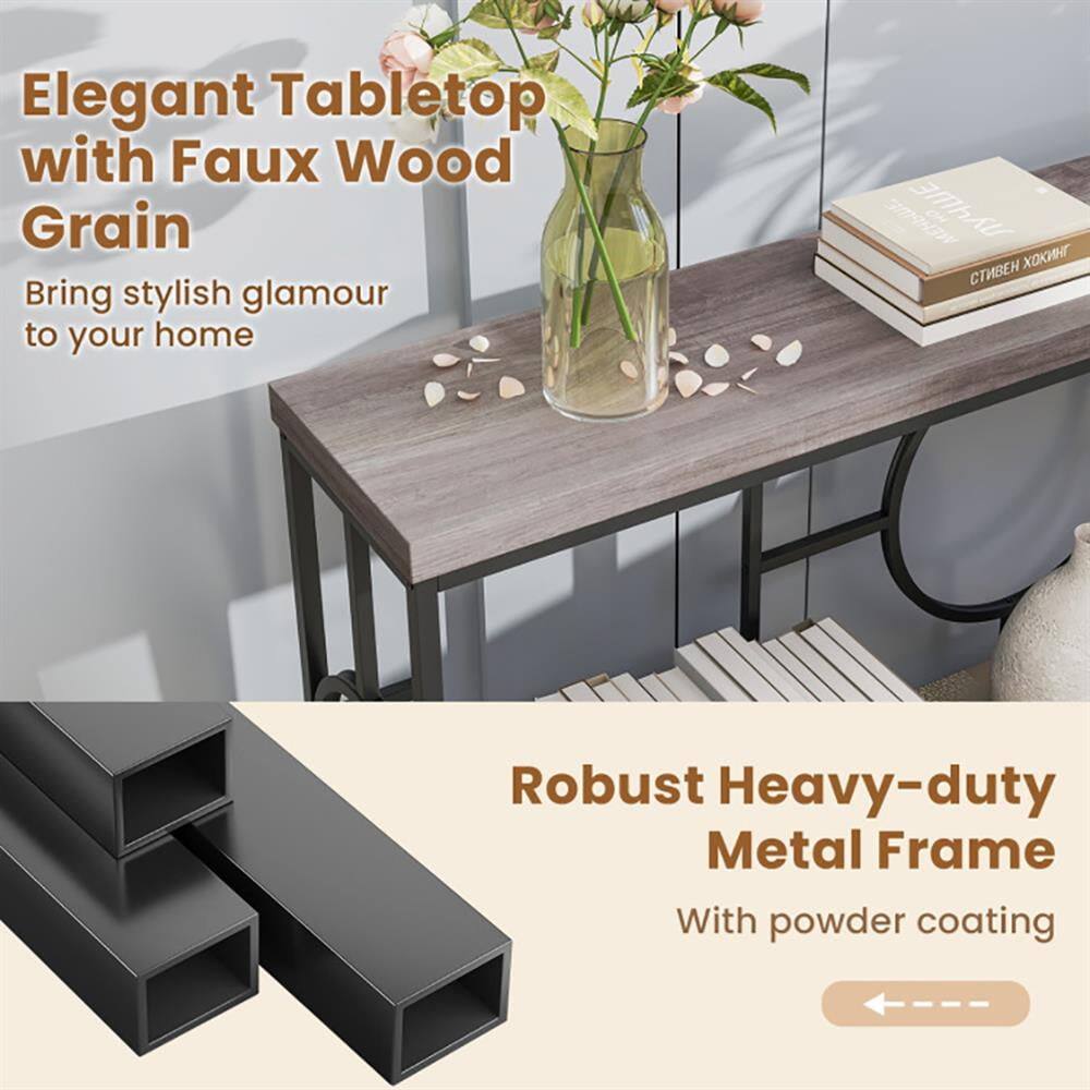 Elegant Tabletop with Faux Wood Grain  
Bring stylish glamour to your home  

Robust Heavy-duty Metal Frame  
With powder coating