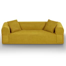 Loheer - Modern 3 Seater Sofa Boneless Couch No Assembly 83 Inch Frameless Couch for Compact Living Room - Yellow