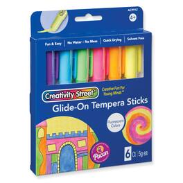Creativity Street - Glide-On Tempera Paint Sticks 6 Assorted Fluorescent Colors 5 grams 6 Count