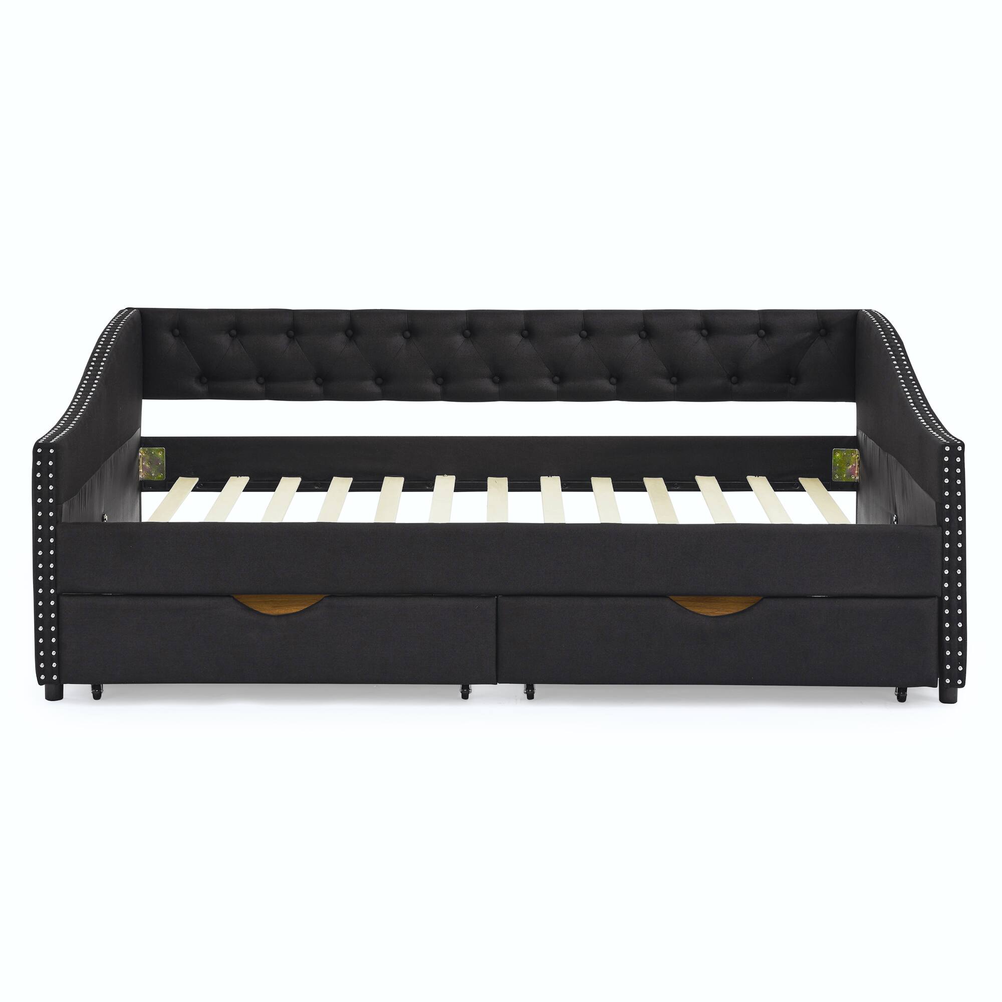 Alt View 8. Tiramisubest - Full Size Daybed with Drawers Upholstered Tufted Sofa Bed, (80.5''x55.5''x27.5'') - Black.