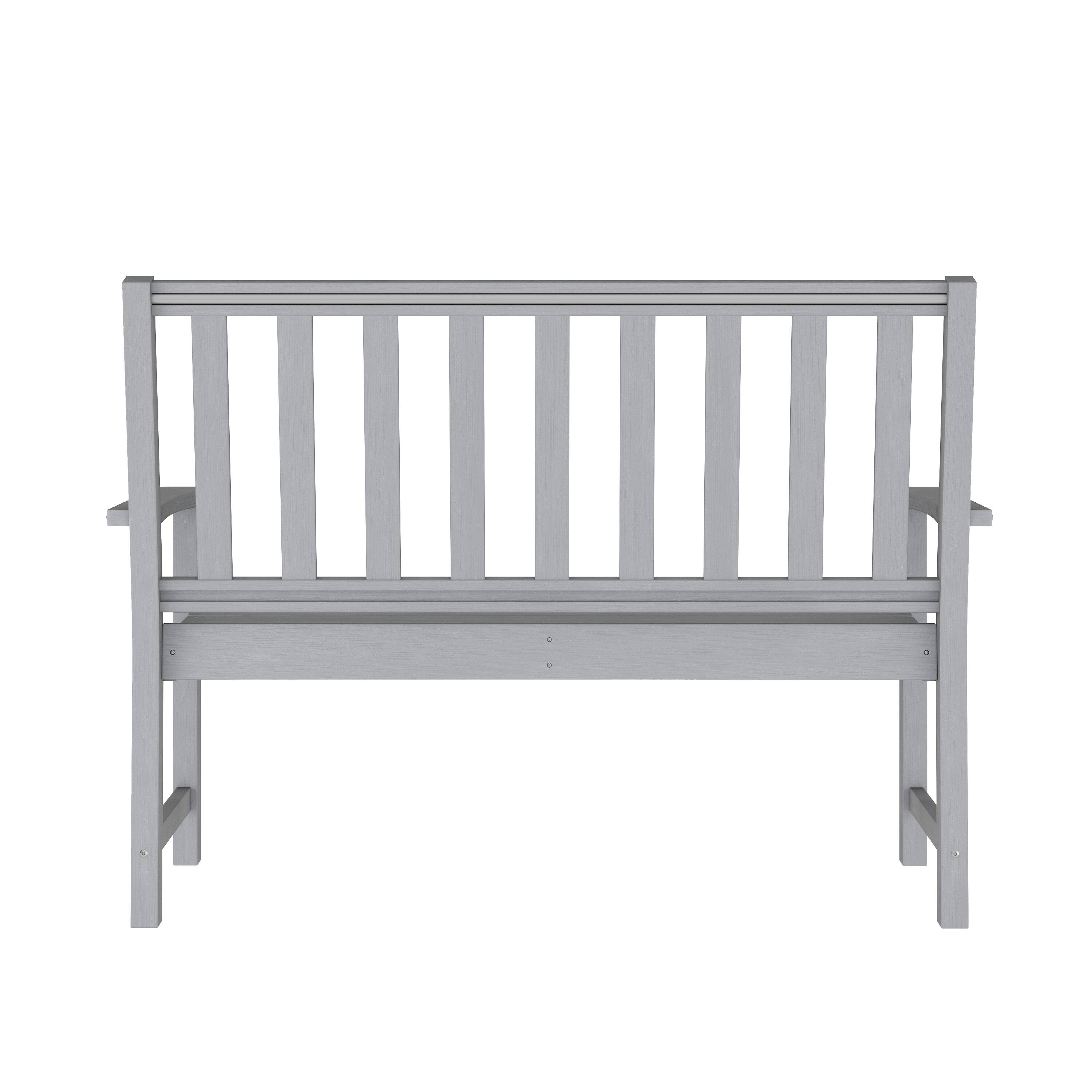 Alt View 5. Emma + Oliver - Matlin Indoor/Outdoor Bench with Contoured Seat and Armrests in Recycled HDPE - Gray.