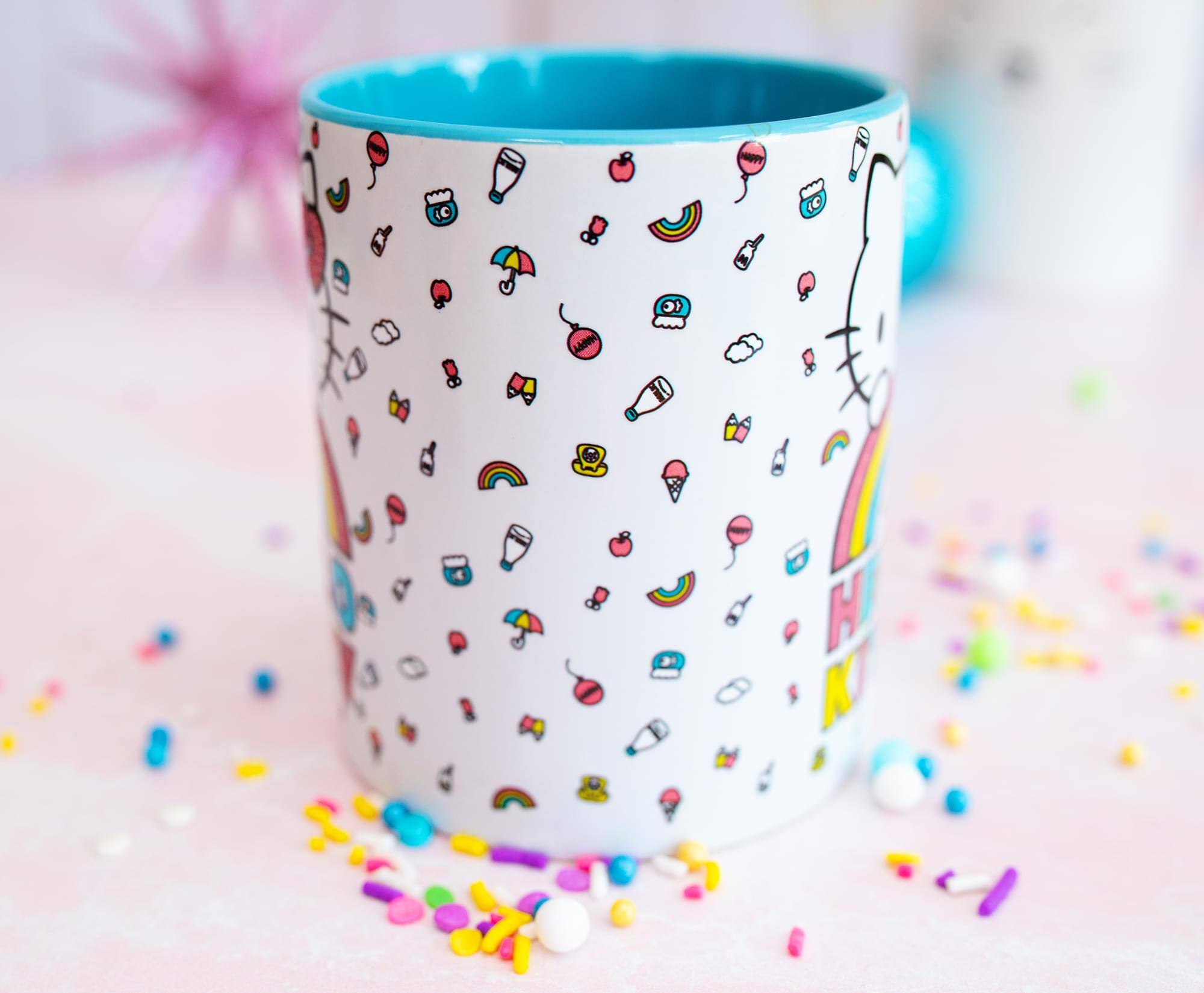 Alt View 3. Silver Buffalo - Sanrio Hello Kitty Rainbow Glitter Ceramic Mug | Holds 14 Ounces - Pink.