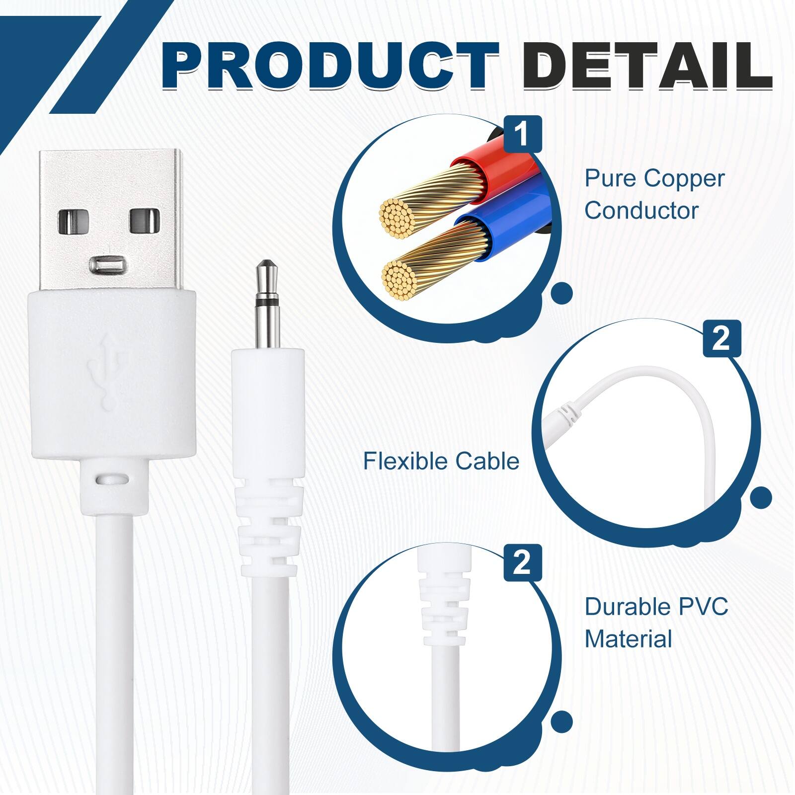 PRODUCT DETAIL
1. Pure Copper Conductor
2. Flexible Cable
2. Durable PVC Material