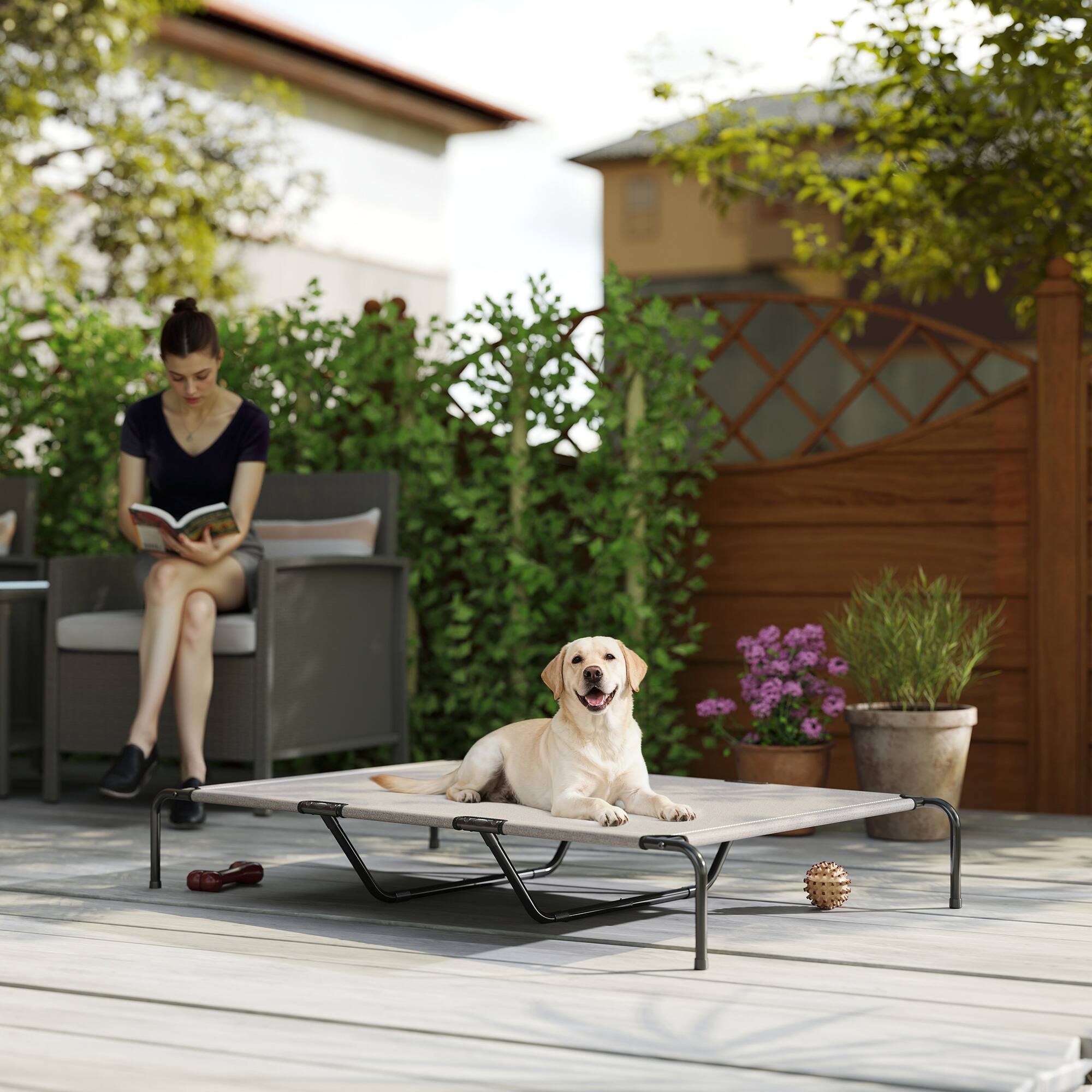 Alt View 1. Pawhut - Dog Bed for Large Breeds Beige - Beige.