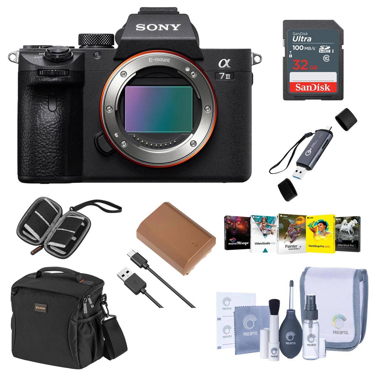SONY E-mount  
a 7  
SanDisk Ultra 100 MB/s S I 8 10 32 GB SanDisk  
PHoMirage VideoStudio  
Painter essentials  
PaintShop Pro 2022  
AfterShot Pro  
PRANCER: 20190099  
PRO OPTIC  
PRO OPTIC  
PRO OPTIC  
PRO OPTIC