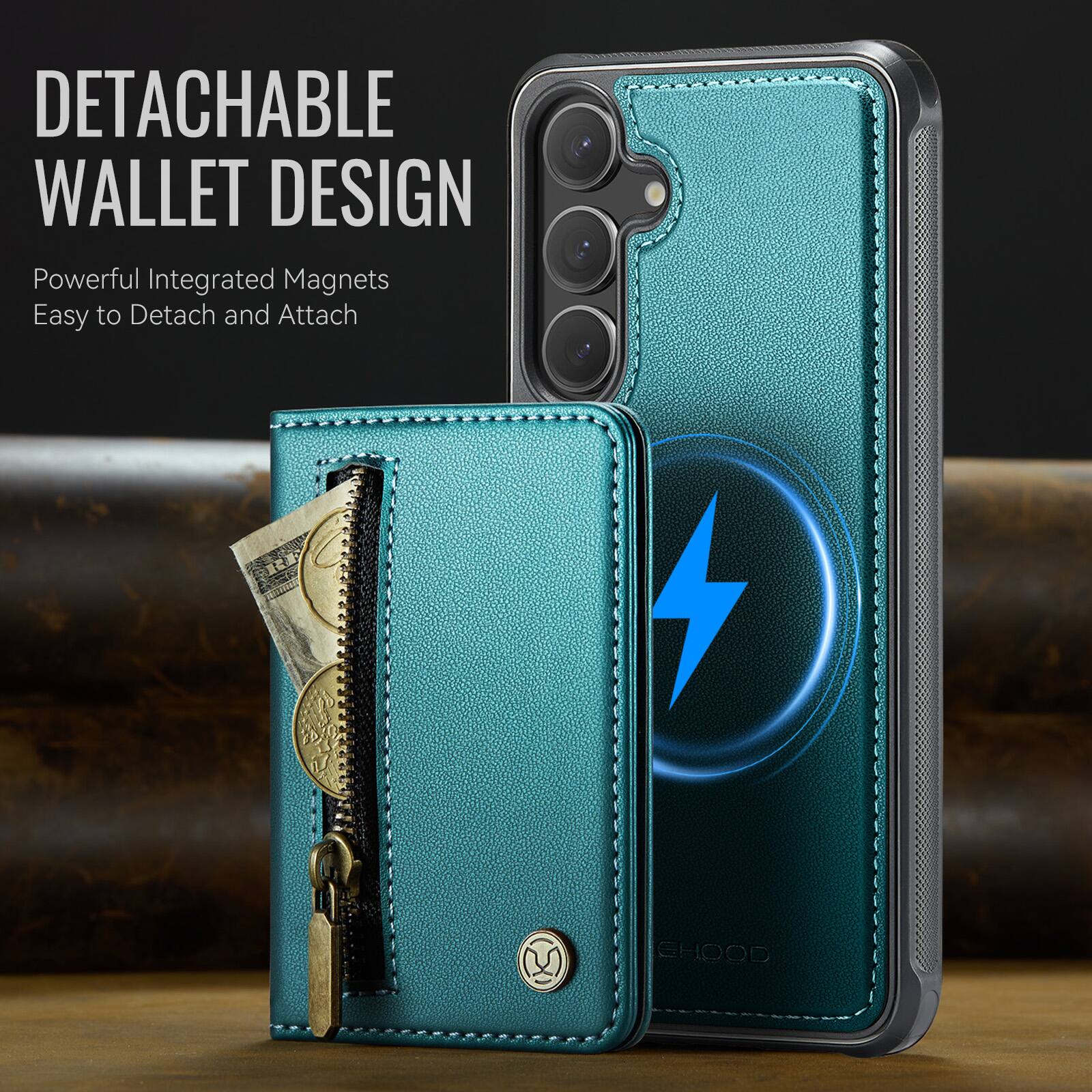 DETACHABLE WALLET DESIGN  
Powerful Integrated Magnets  
Easy to Detach and Attach  

EHOOD