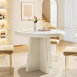 Tribesigns - Dining Table with Engineered Wood Construction and Round Top for Everyday Meals and Family Gatherings - White