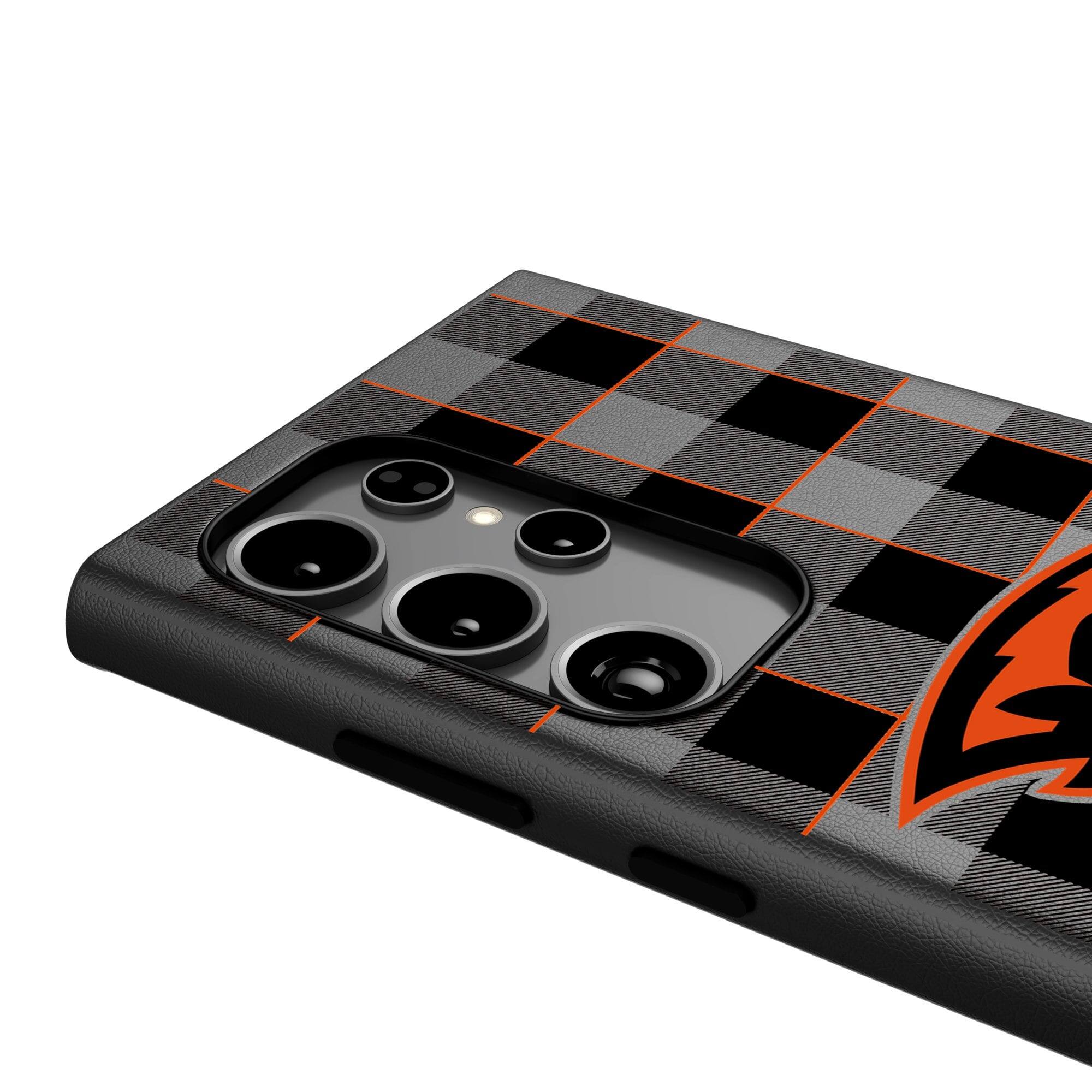 Alt View 3. Keyscaper - Oregon State Beavers Plaid Galaxy Magnetic Bump Case - S24 Ultra - Black.