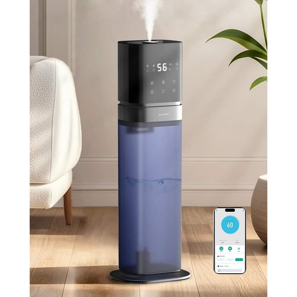 MOSZAR LLC - 8L Smart Cool Mist Humidifier, Top-Fill, Night Light, WiFi & Voice Control, Dark Blue