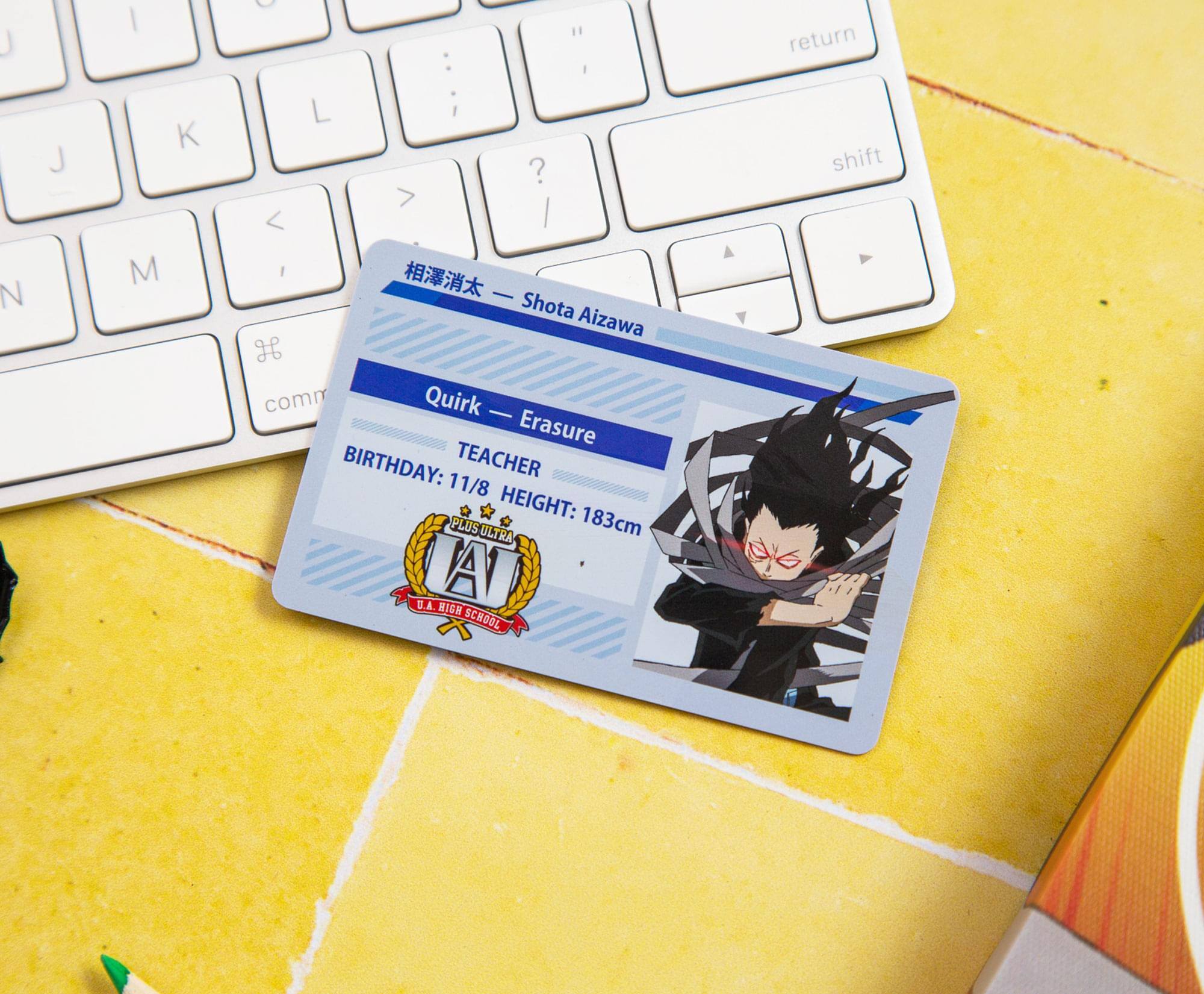 Shota Aizawa  
Quirk - Erasure  
BIRTHDAY: 11/8  
HEIGHT: 183cm  
TEACHER  
U.A. HIGH SCHOOL