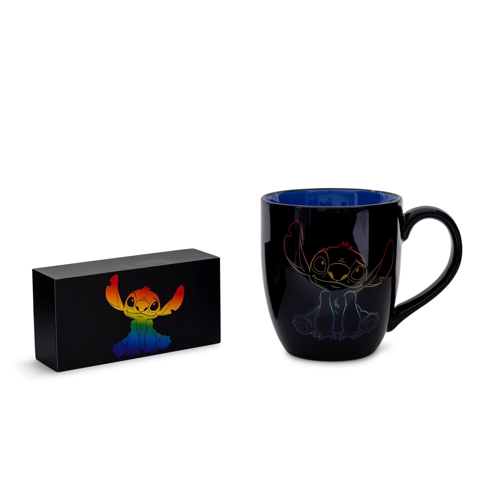 Alt View 1. Silver Buffalo - Disney Lilo & Stitch "Ohana Means Family" Rainbow Ceramic Mug and Box Sign Set - Black.