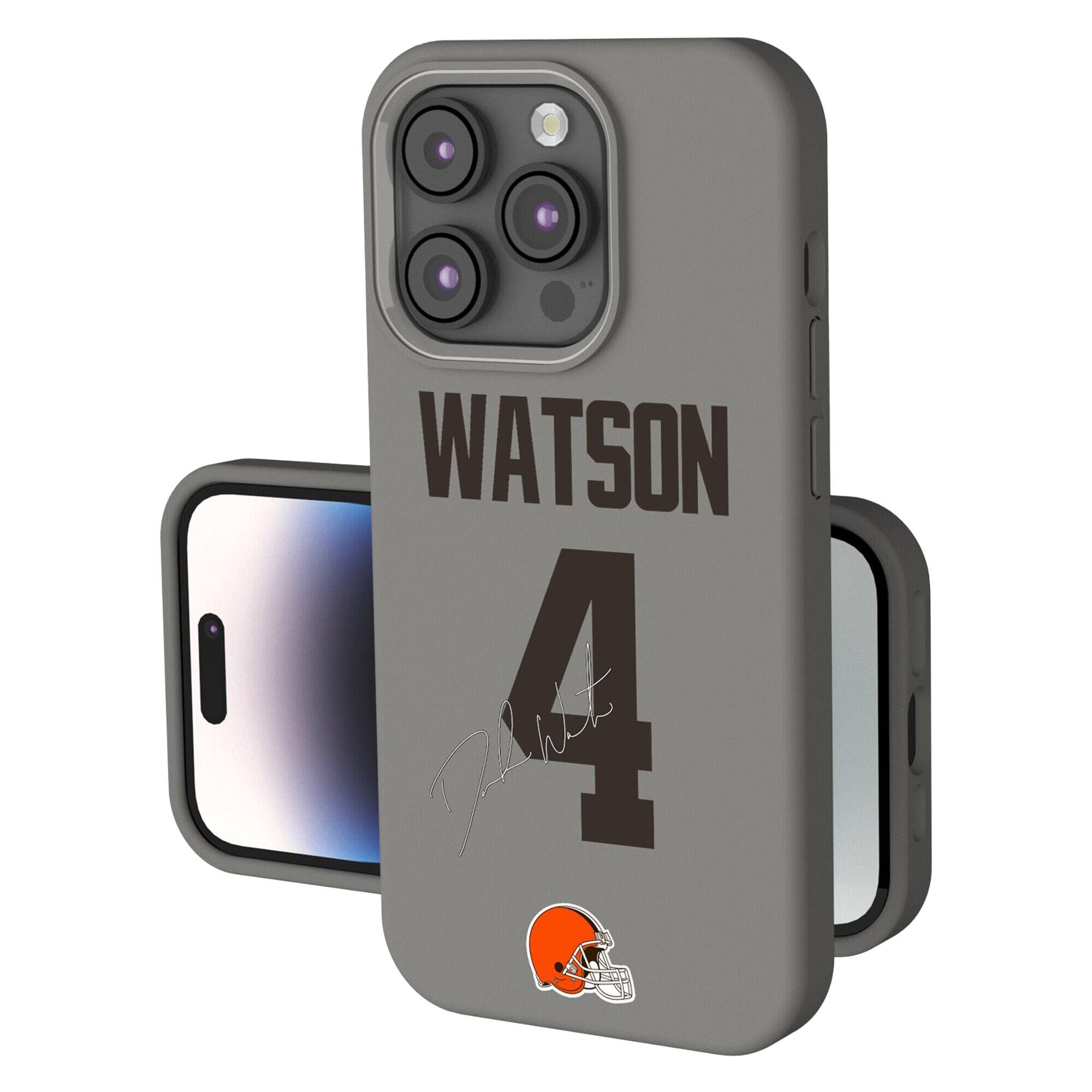 Front. Keyscaper - Deshaun Watson Gray Cleveland Browns Ready Soft Touch iPhone Case - 15 Pro - Gray.