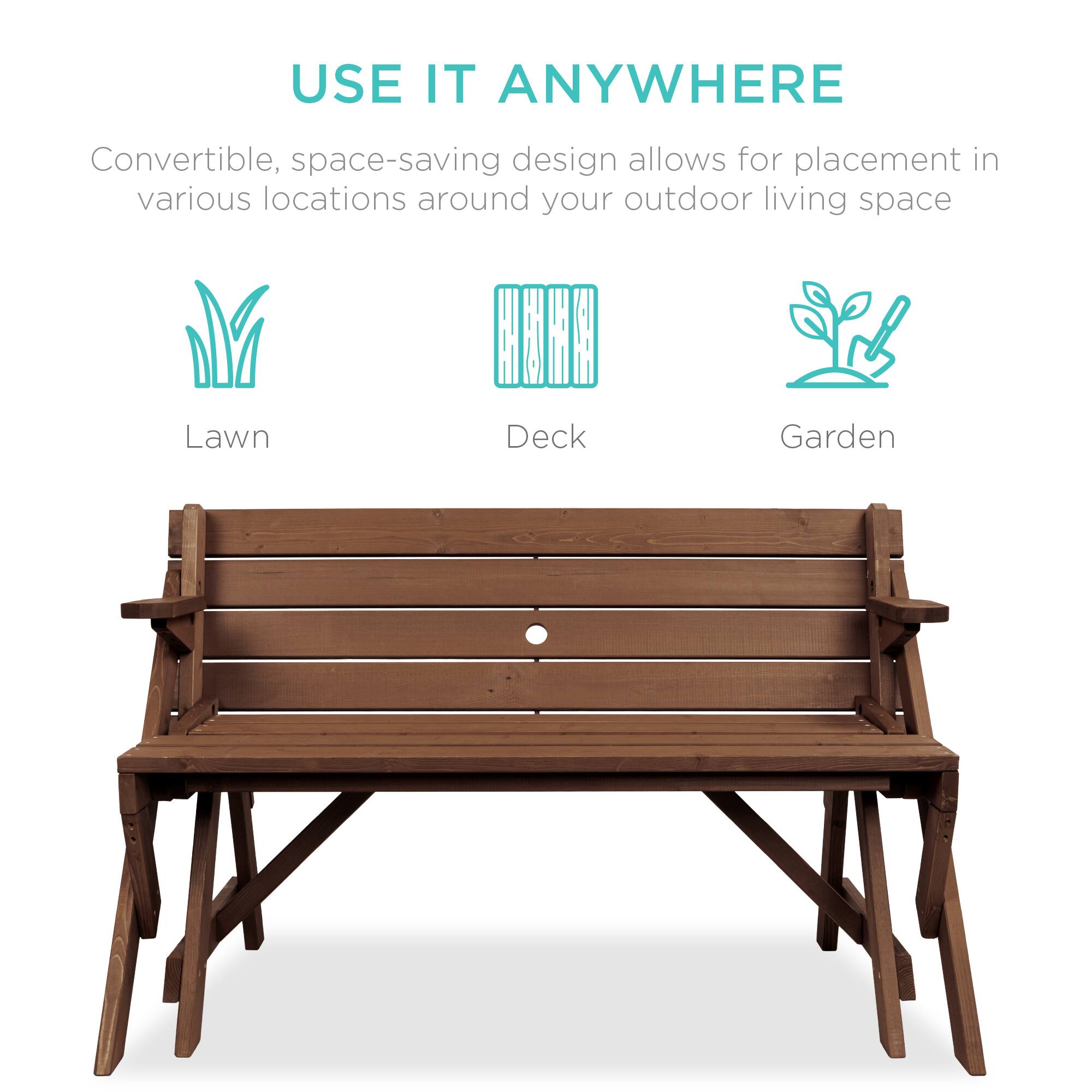USE IT ANYWHERE

Convertible, space-saving design allows for placement in various locations around your outdoor living space

Lawn  
Deck  
Garden