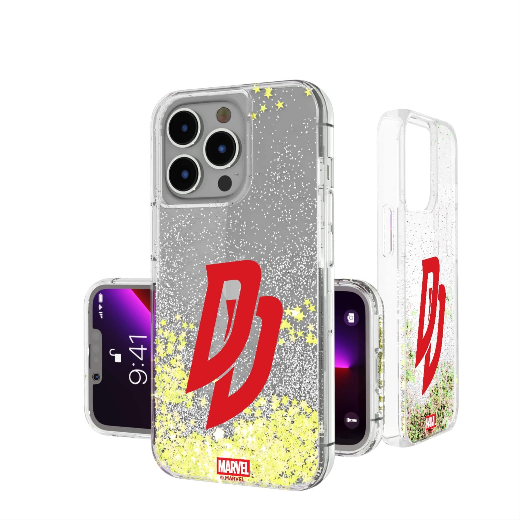 Keyscaper - Marvel Badge Glitter Phone Case - Apple iPhone 13 Pro - Daredevil
