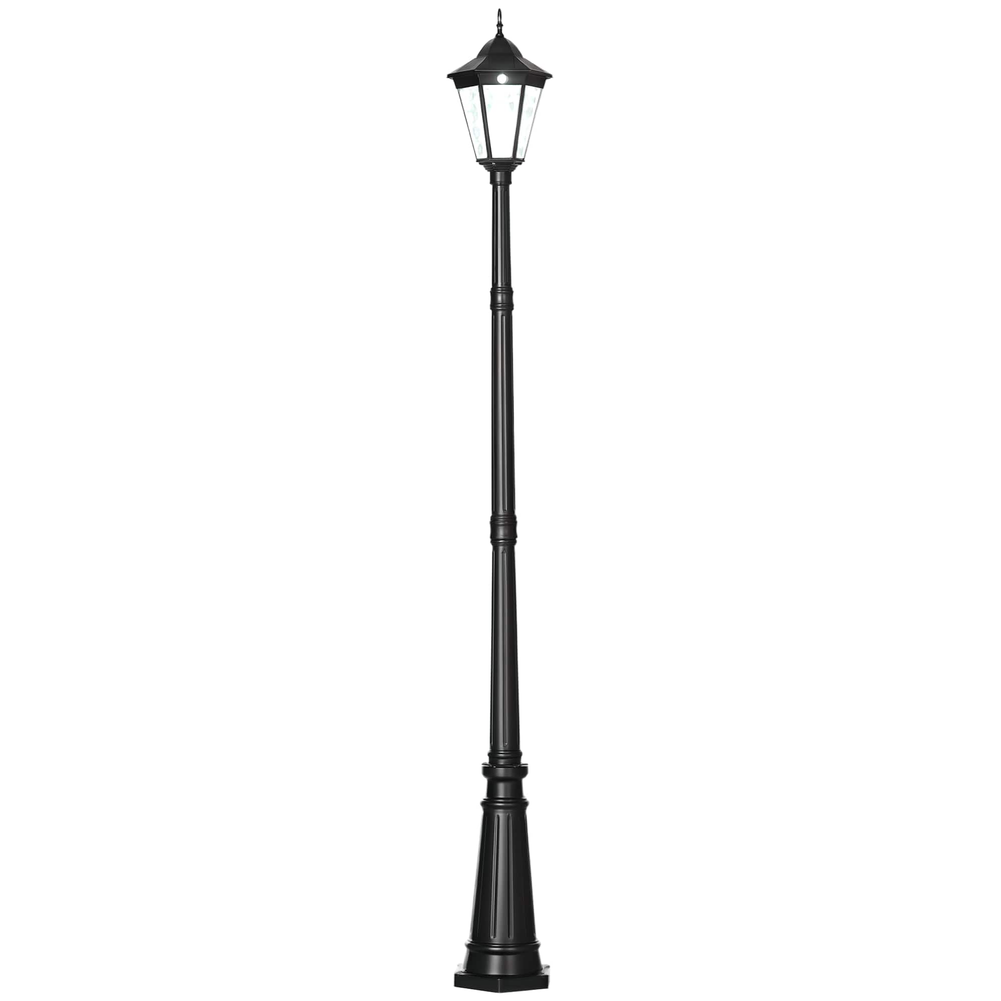Outsunny - 94.5" Solar Lamp Post Light, Dusk to Dawn Vintage Style Street Light, Aluminum Solar Powdered Lamp - Black