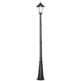 Outsunny - 94.5" Solar Lamp Post Light, Dusk to Dawn Vintage Style Street Light, Aluminum Solar Powdered Lamp - Black