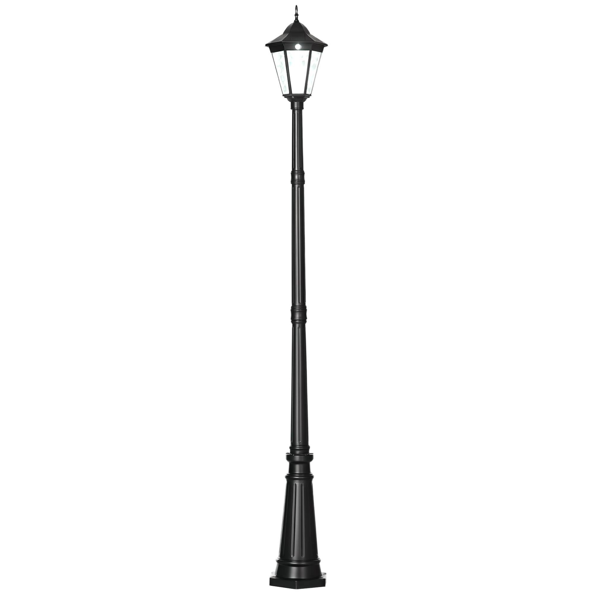 Front. Outsunny - 94.5" Solar Lamp Post Light, Dusk to Dawn Vintage Style Street Light, Aluminum Solar Powdered Lamp - Black.