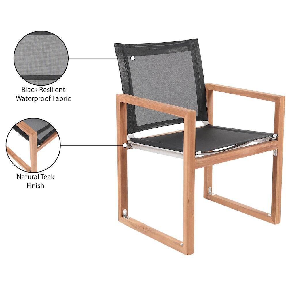 Black Resilient Waterproof Fabric  
Natural Teak Finish