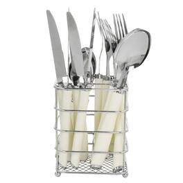 Gibson - Everyday Fairfield 16 Piece Flatware Set with Wire Caddy - Egg Shell