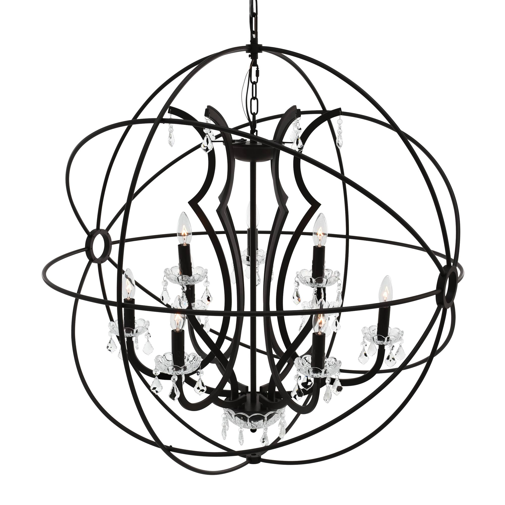 Left. CWI Lighting - Campechia 9 Light Up Chandelier With Brown Finish - Brown.