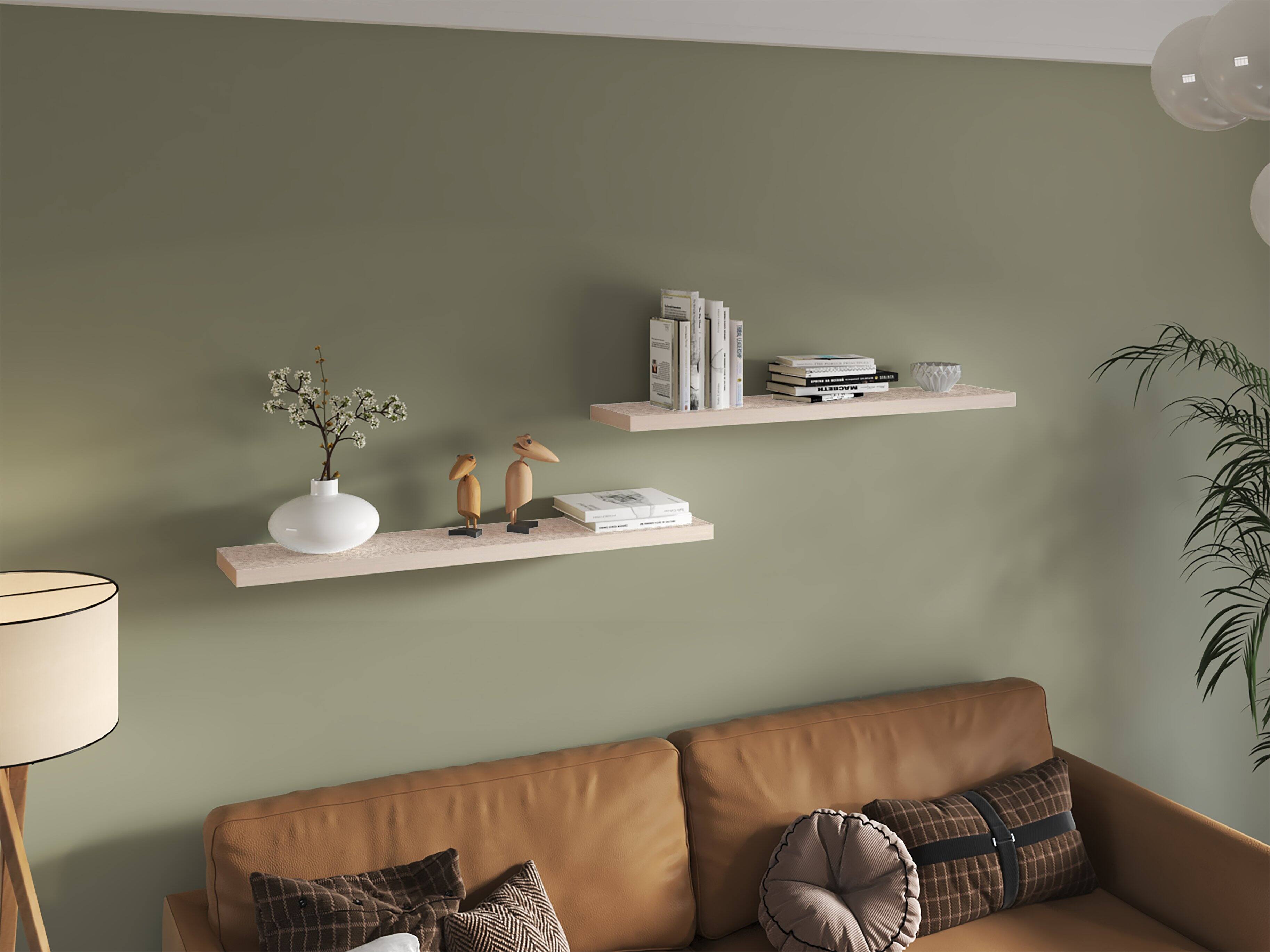 Alt View 1. TuHome - Ecco 31.5" Wide Floating Shelves Set Of 2, Shelves For Wall Decor For Bedroom, Bathroom Storage Shelves. - White Oak.