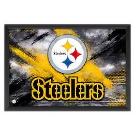 Sporticulture - Pittsburgh Steelers 14" x 20" Brush Stroke Logo Framed Art Print - Multicolor