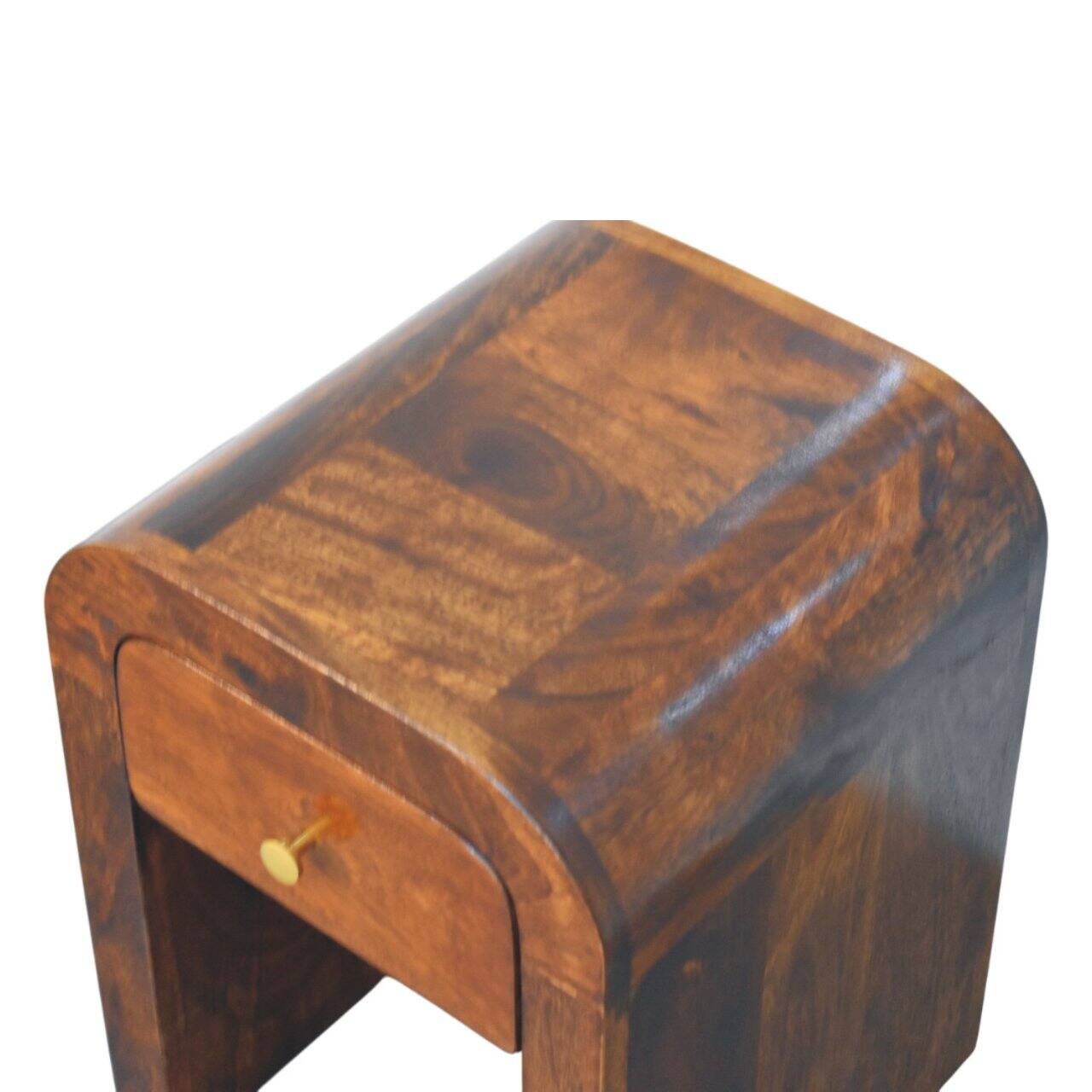 Alt View 1. Artisan Furniture - Artisan Furniture Solid Wood Mini Darcy Chestnut Nightstand with Curved Edges, 1 Drawer - Chestnut.