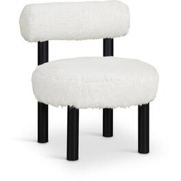 Meridian Furniture - Ambre Cream Vegan Shearling Fabric Upholstered Accent Chair - Black
