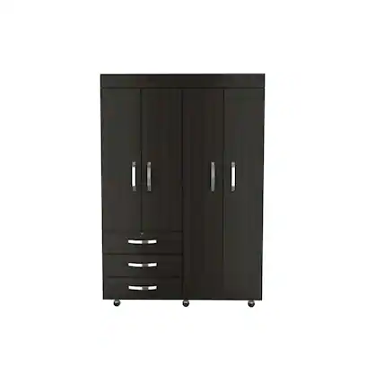 Front. TuHome - Denver Mobile Armoire Black MDF - Black.