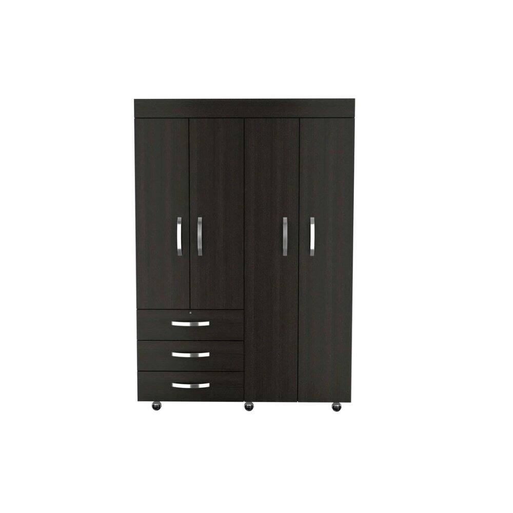 Front. TuHome - Denver Mobile Armoire Black MDF - Black.