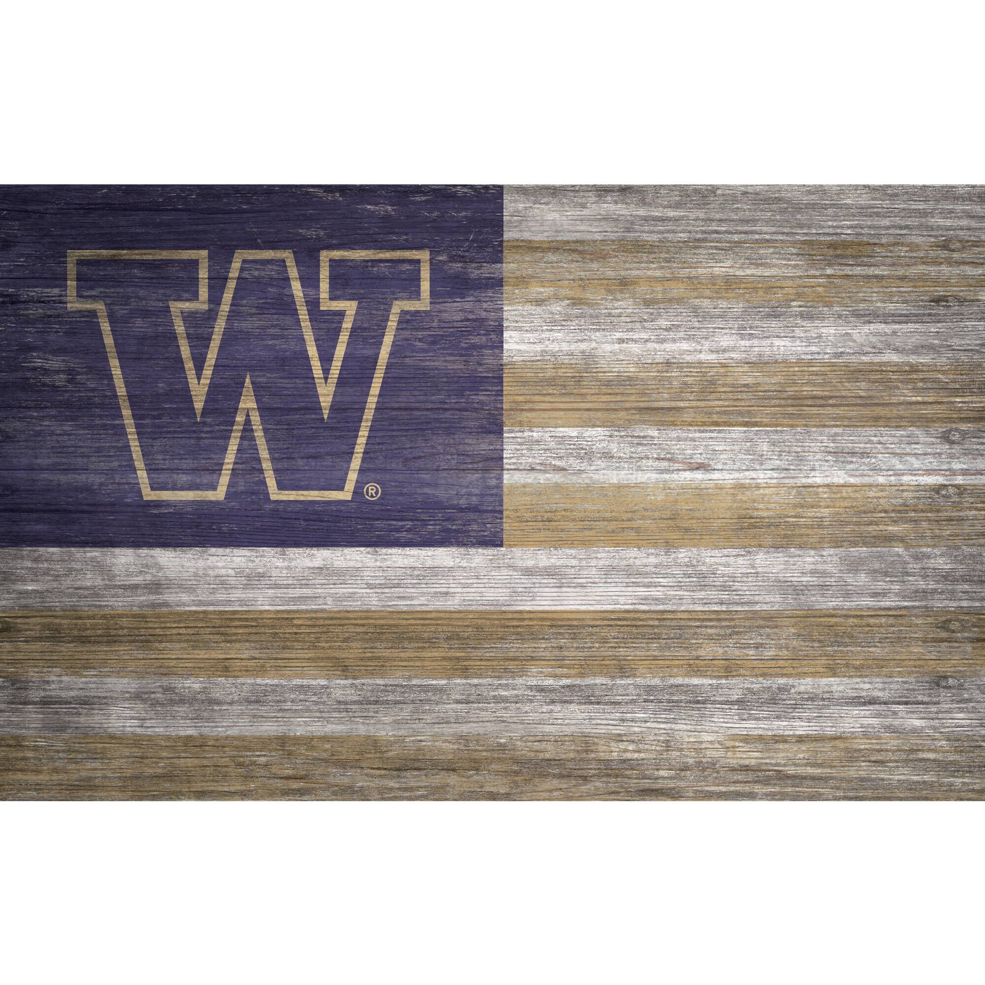Washington Huskies 11'' x 19'' Distressed Flag Sign