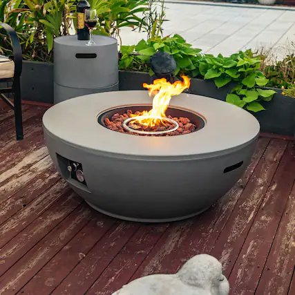 Front. Lirago - 36" Outdoor Propane Fire Pit Table 50000 BTU Steel Fire Pit with Tank Holder for Patio Deck Garden Backyard Grey - Gray.