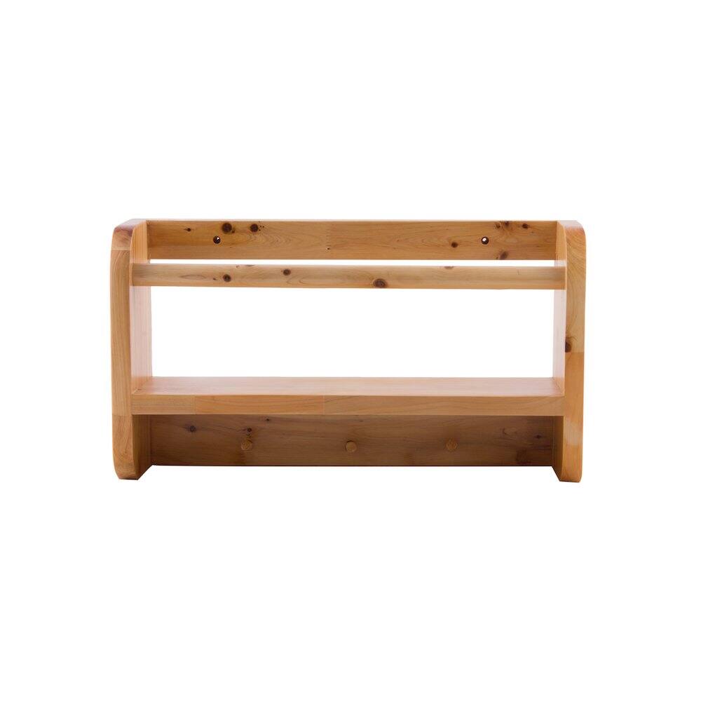 Angle. Alfi - 18" Wall Mounted Wooden Shelf & Hooks Bathroom Accessory - Brown.