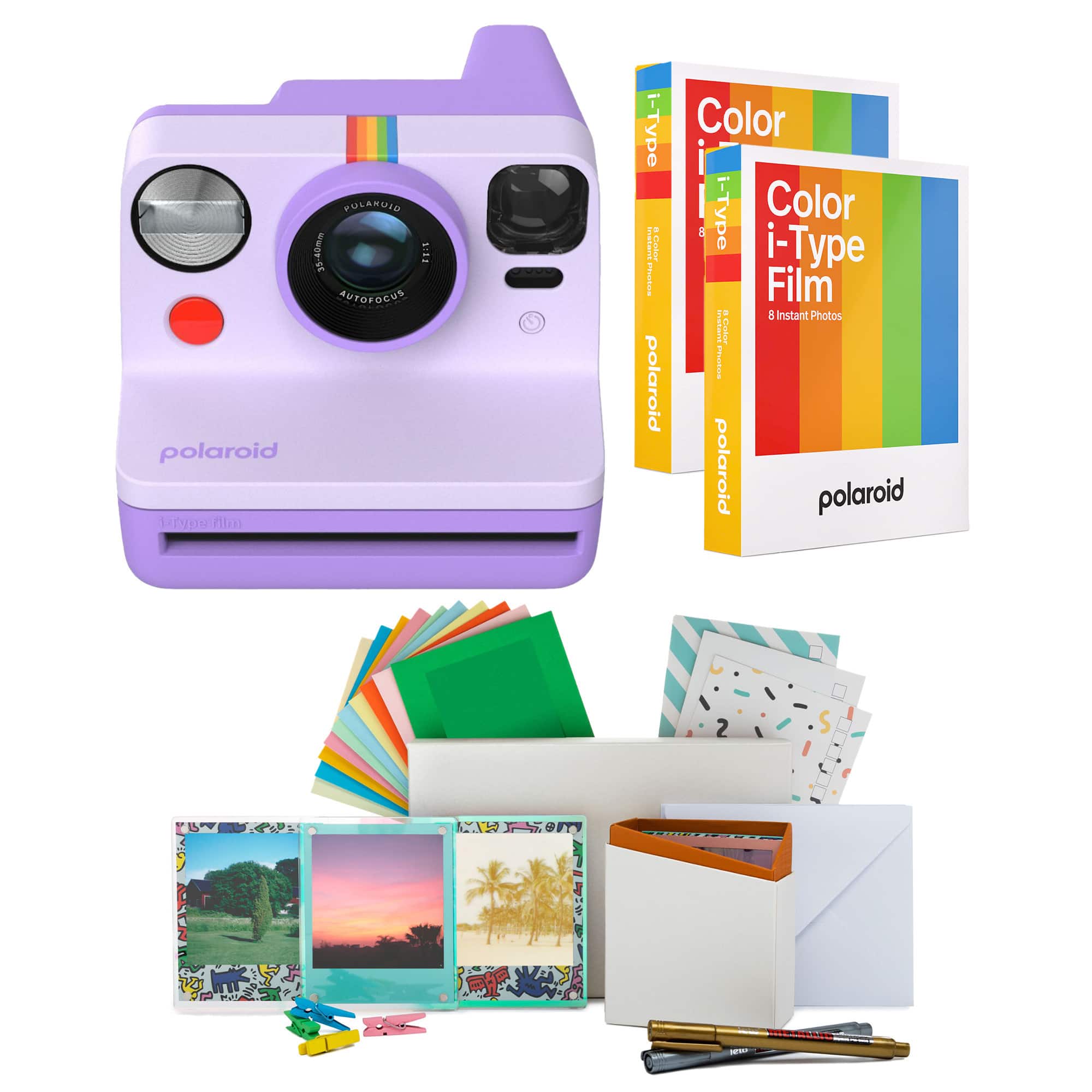 Polaroid Originals - Polaroid NOW Gen 2 Camera in Purple with Double Pack Film and Photo Box Kit - Black