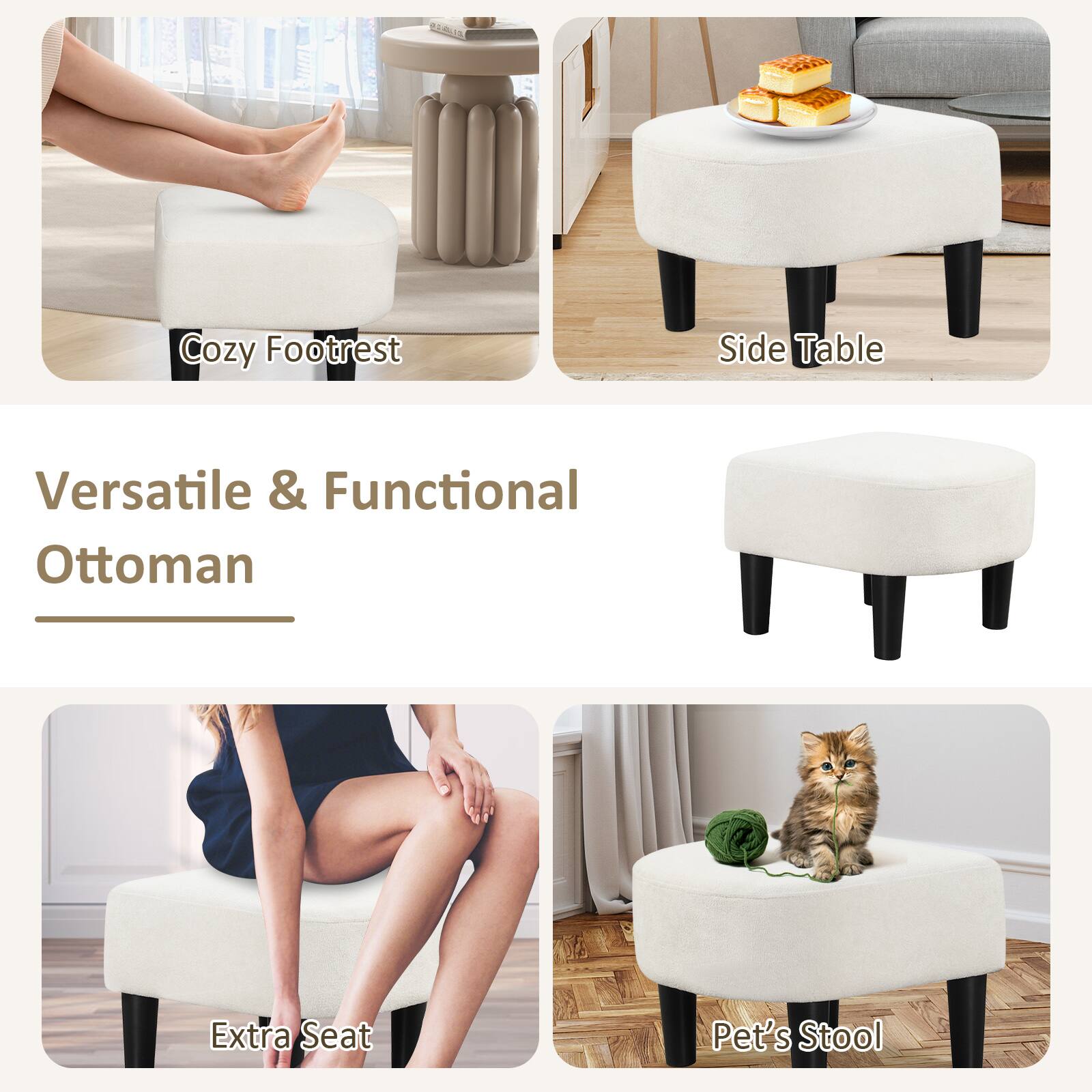 Cozy Footrest, Side Table, Extra Seat, Pet's Stool