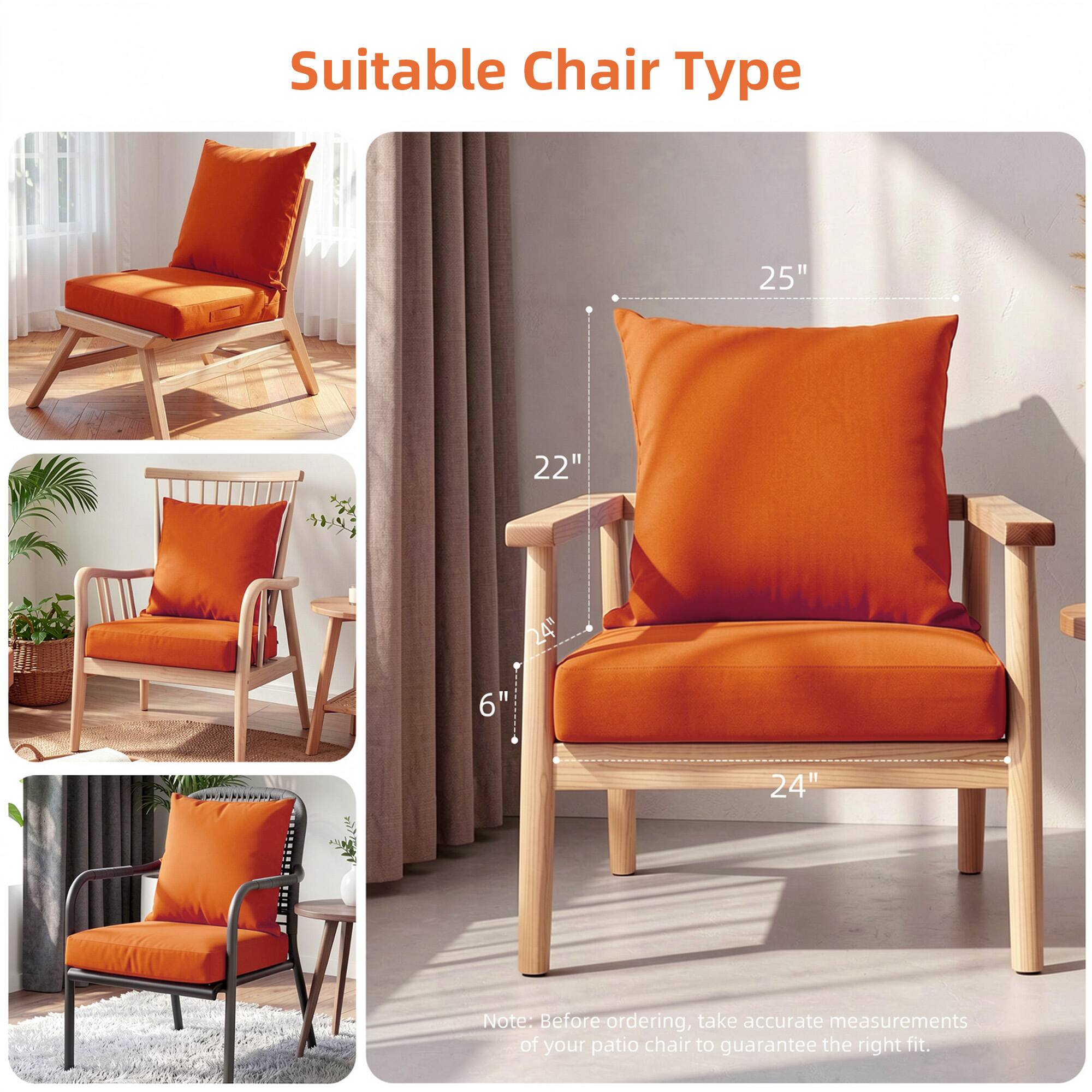 Suitable Chair Type

25" 22" 24" 11" 6"

Note: Before ordering, take accurate measurements of your patio chair to guarantee the right fit.