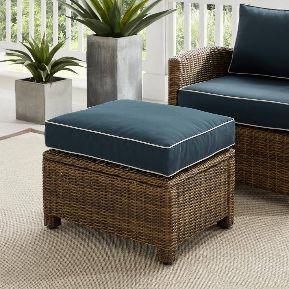 Alt View 5. Crosley Furniture - Bradenton Wicker Outdoor Ottoman - Navy.