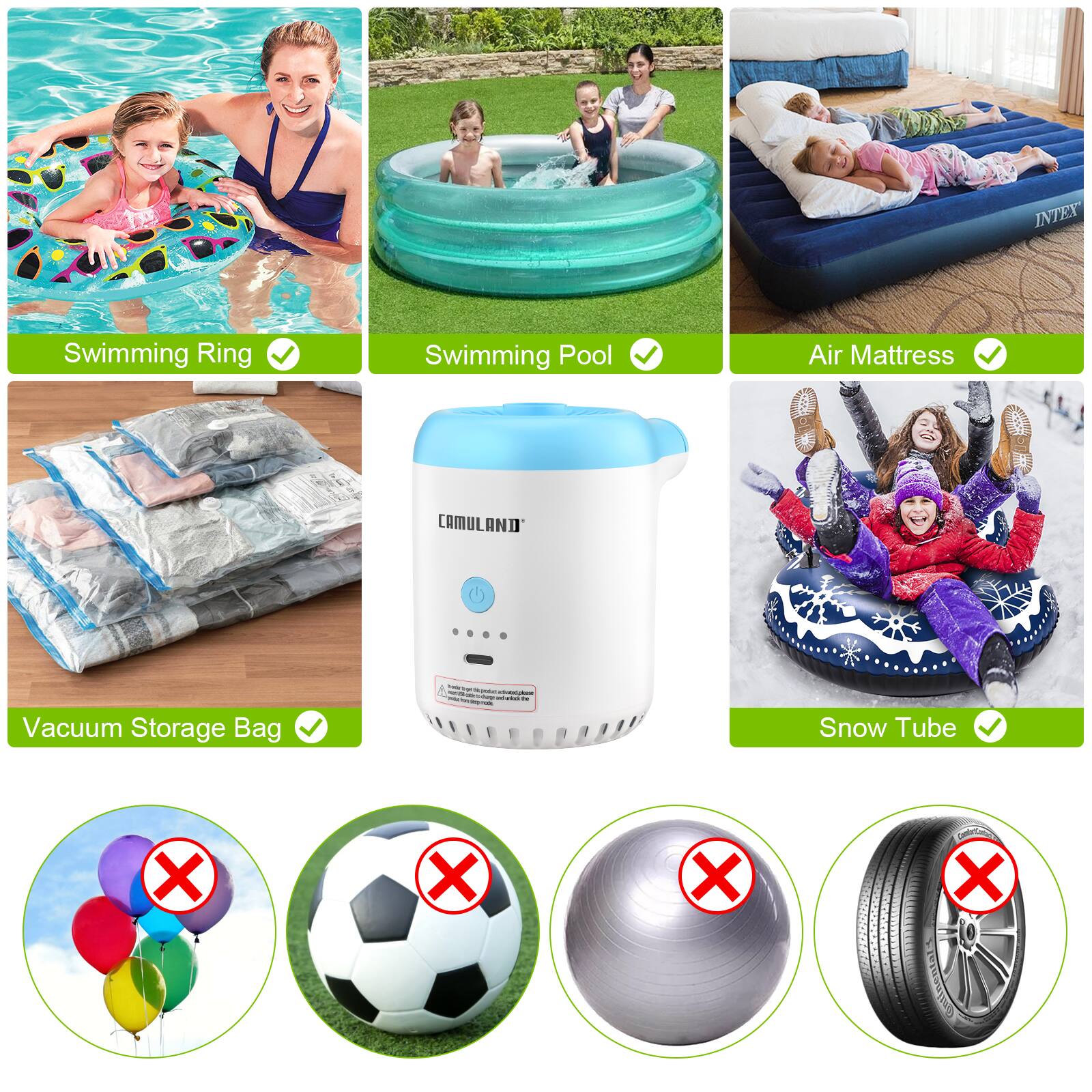 Swimming Ring, Swimming Pool, Air Mattress, Vacuum Storage Bag, Snow Tube