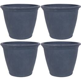 Sunnydaze - 20 in Anjelica Dual-Wall Polyresin Planter - Set of 4 - Slate