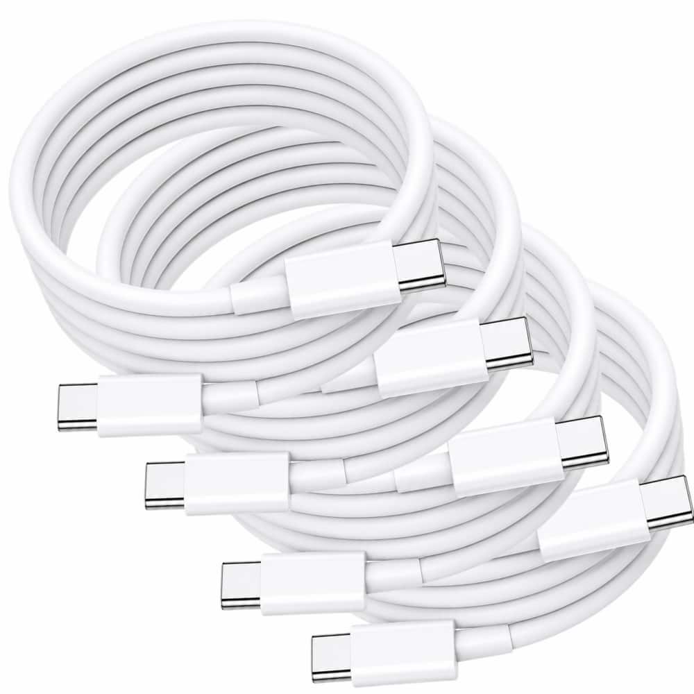Qixxronics - USB-C to USB-C Cable 4-Pack 6FT, USB Type-C Charging & Data Transfer Charger Cable Cord - White