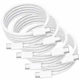 Qixxronics - USB-C to USB-C Cable 4-Pack 6FT, USB Type-C Charging & Data Transfer Charger Cable Cord - White
