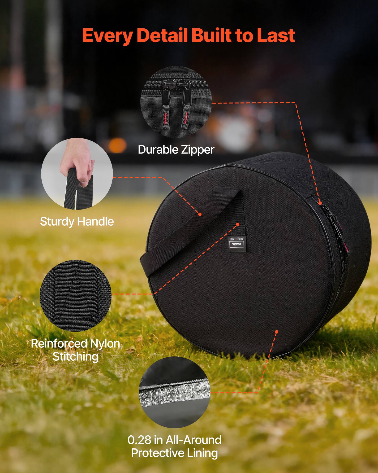 Every Detail Built to Last

- Durable Zipper
- Sturdy Handle
- Reinforced Nylon Stitching
- 0.28 in All-Around Protective Lining