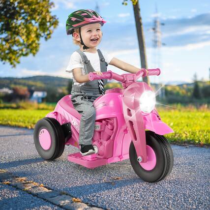 Front. SlickBlue - Electric 6V Kids Motorcycle Ride-On with Music and Bubble Feature - Pink.