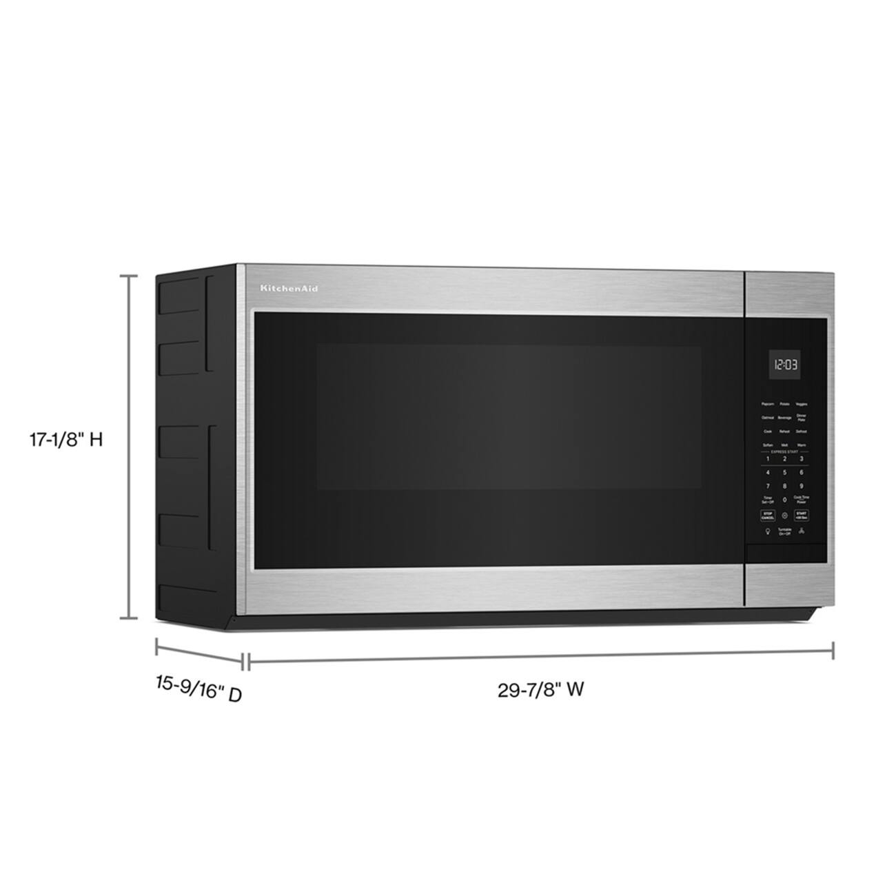 KitchenAid  
12:03  
Calories boop  
17-1/8" H  
15-9/16" D  
29-7/8" W
