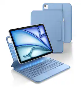 Dexnor - Case with Keyboard for iPad Air 11”M4/M3/M2 5th/4th Gen,iPad Pro(4th/3rd/2nd/1st Gen), Ultra-Thin Trackpad Backlit - Light Blue