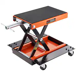 VEVOR - Motorcycle Lift, 1100 LBS Motorcycle Lift ATV Scissor Lift Jack with Dolly & Hand Crank, Center Hoist Crank Stand - Orange;Black