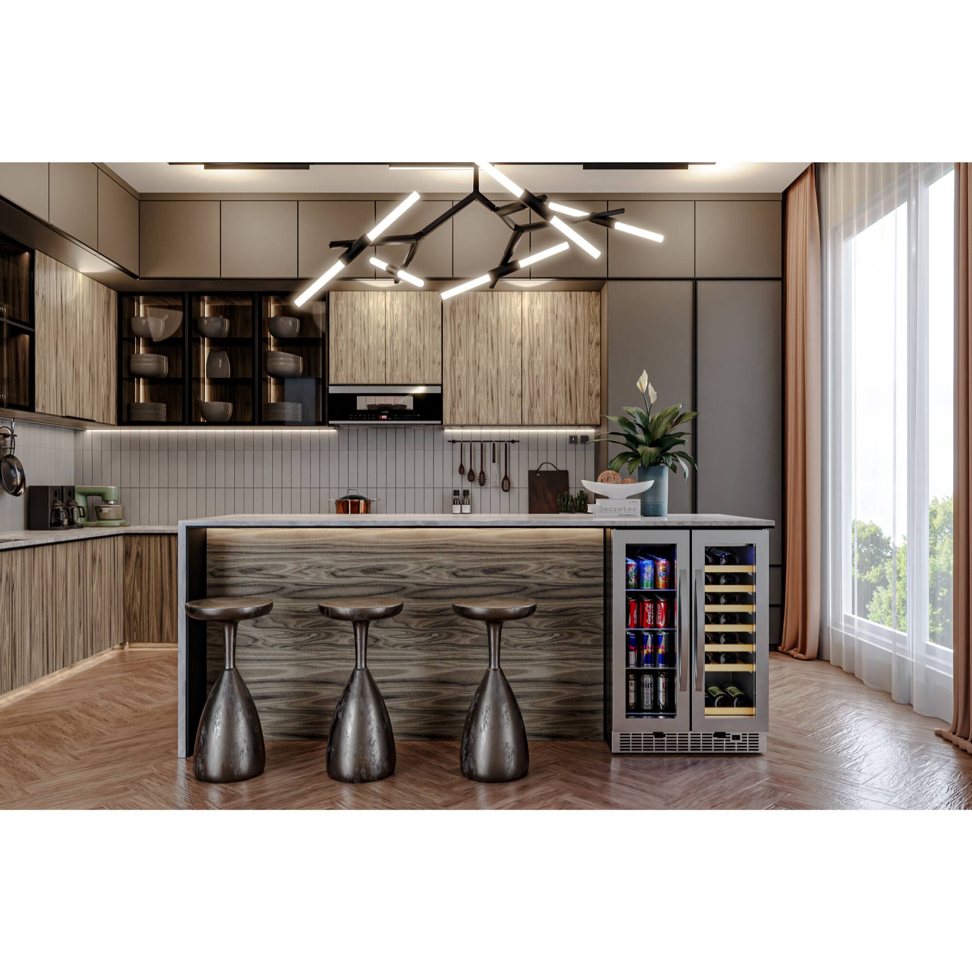 Alt View 4. Koolmore - 24 in. Dual Zone, Full Glass Door, 21-Bottle/60-Can Wine and Beverage Cooler, Freestanding or Built-in Unit, 4 cu ft. - Stainless Steel.